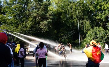 Manifestation des opposants camerounais pour protester contre la présence du chef d’Etat Paul Biya à Genève.